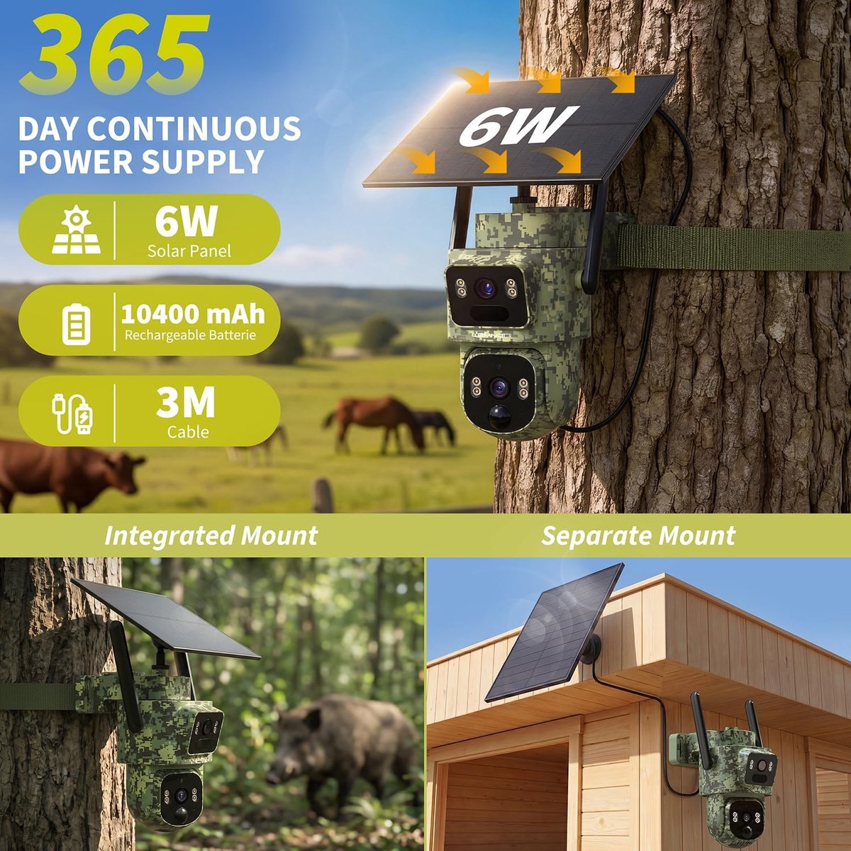 Lemnoi 4G LTE Solar Security Camera with Dual Lens, 2K Night Vision - ShopVlot