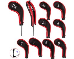 10-piece golf cap with cover for golf iron, long neck, number printing and 1 piece golf club brush - ShopVlot