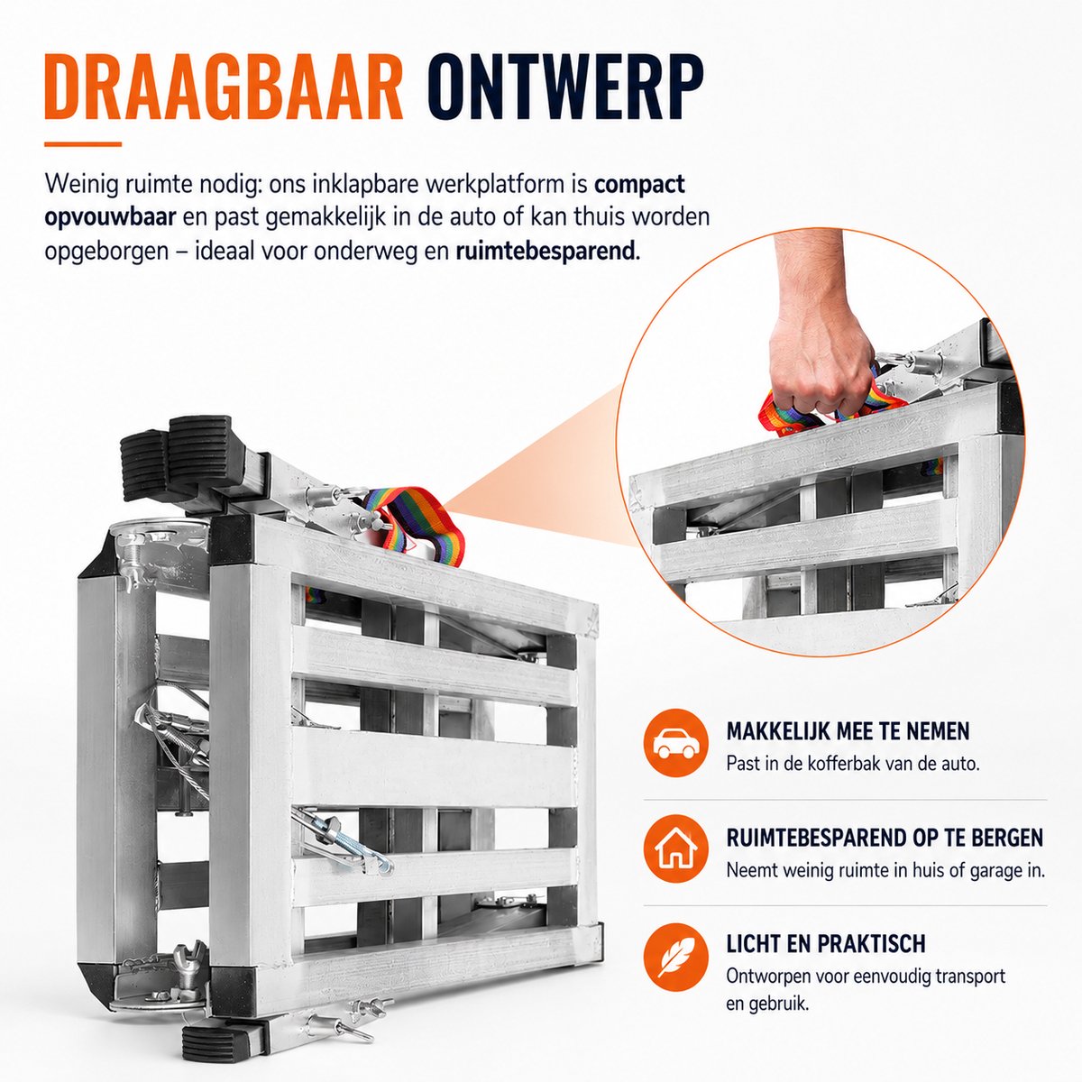 DPLUNIQ Kamersteiger - Ladder - Steiger - Vouwladder - Binnen en Buiten - Verdikkingsplank - Antislip - 120 x30x90cm - Aluminium – foto 3