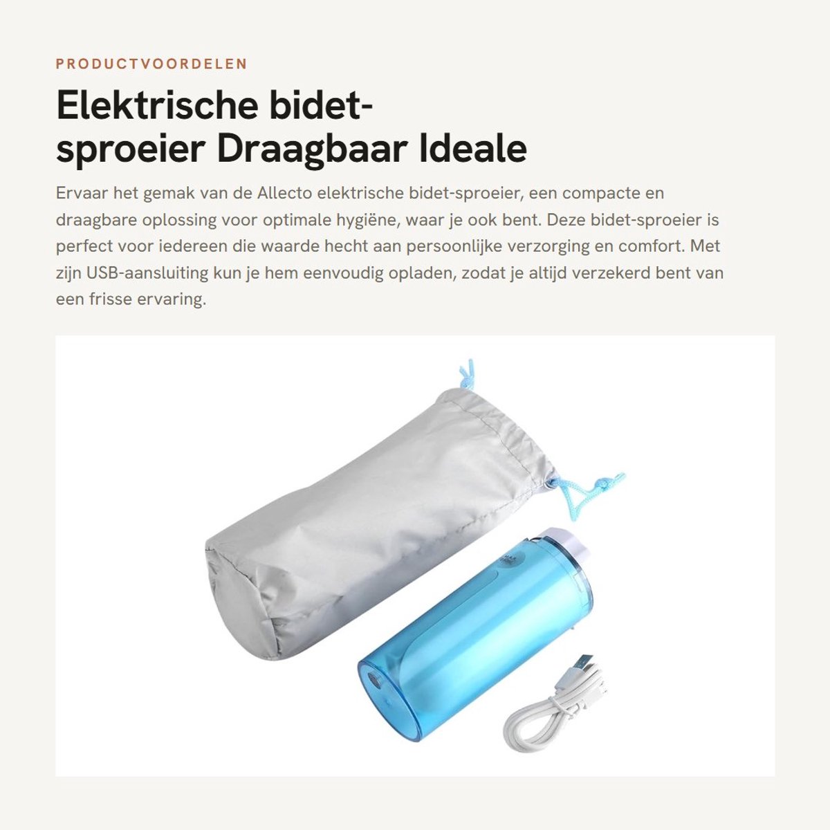 Dailygoods - Elektrische bidet-sproeier - Draagbaar - Ideale partner voor persoonlijke hygiëne - USB-aansluiting - Bespaar papier - Geschikt voor dage...