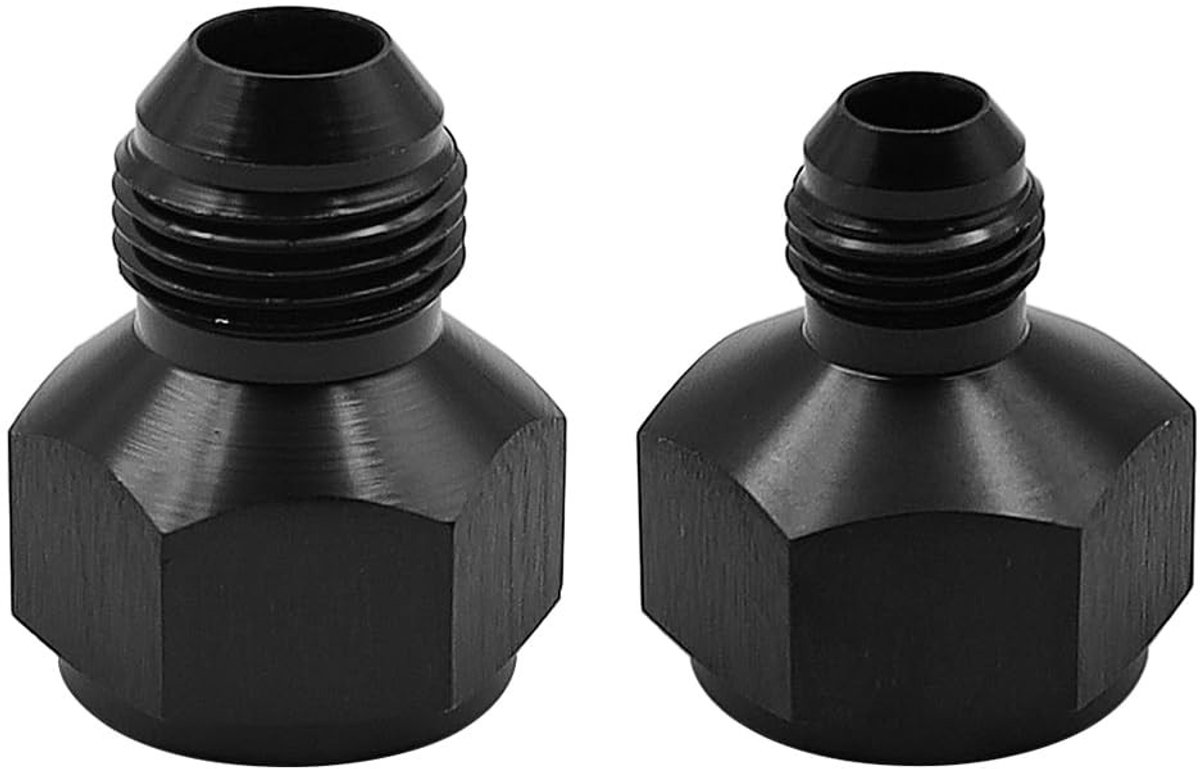 Dailygoods - Flare Reducer Adapter - Verstelbare Fitting - Aluminium Zwart - Brandstofsysteem - Geschikt voor Brandstoftank en Transmissieoliekoeler
