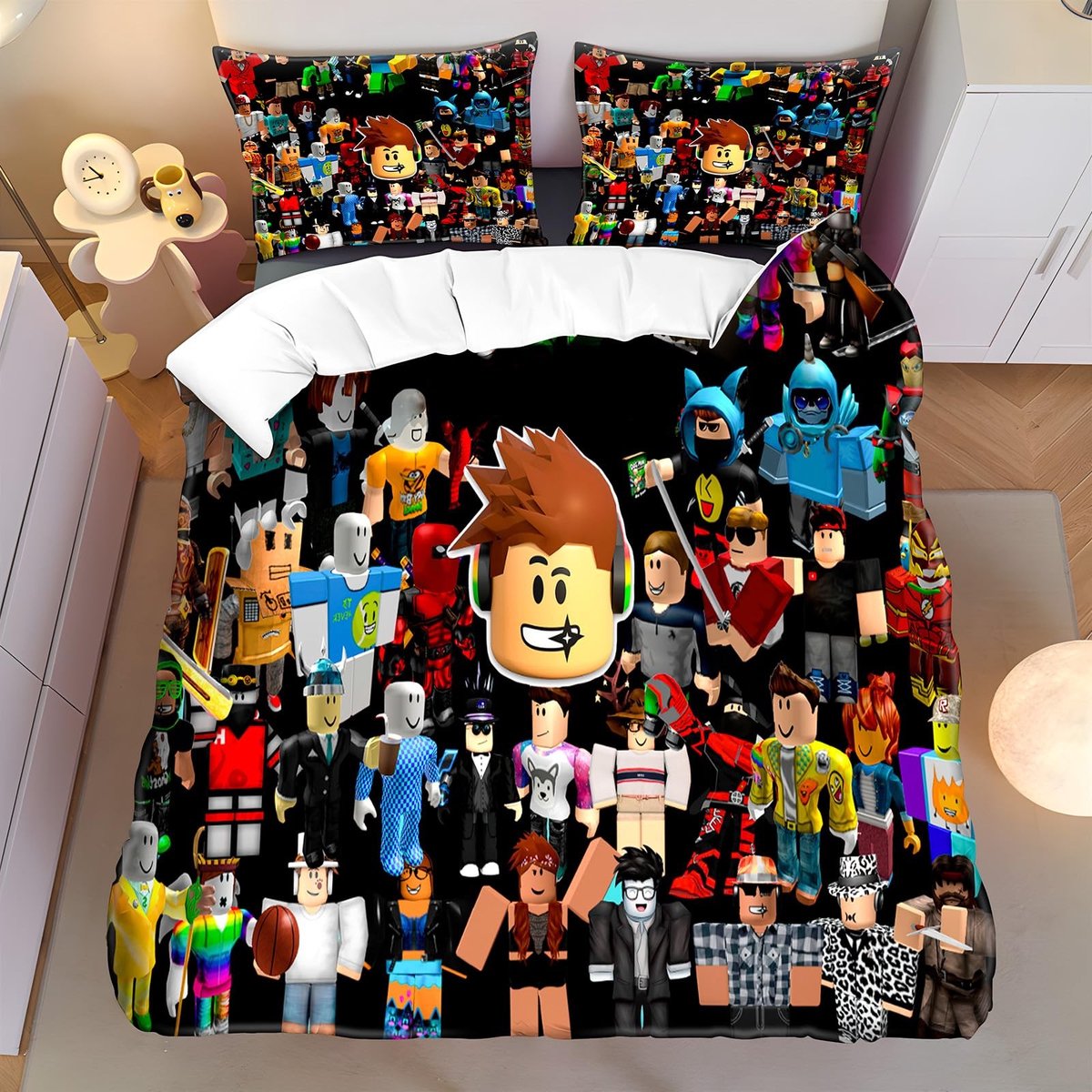 Dailygoods- Dekbedset Kawaii Karakterdetails - Dekbedovertrek 135 x 200 cm - Kussenslopen 