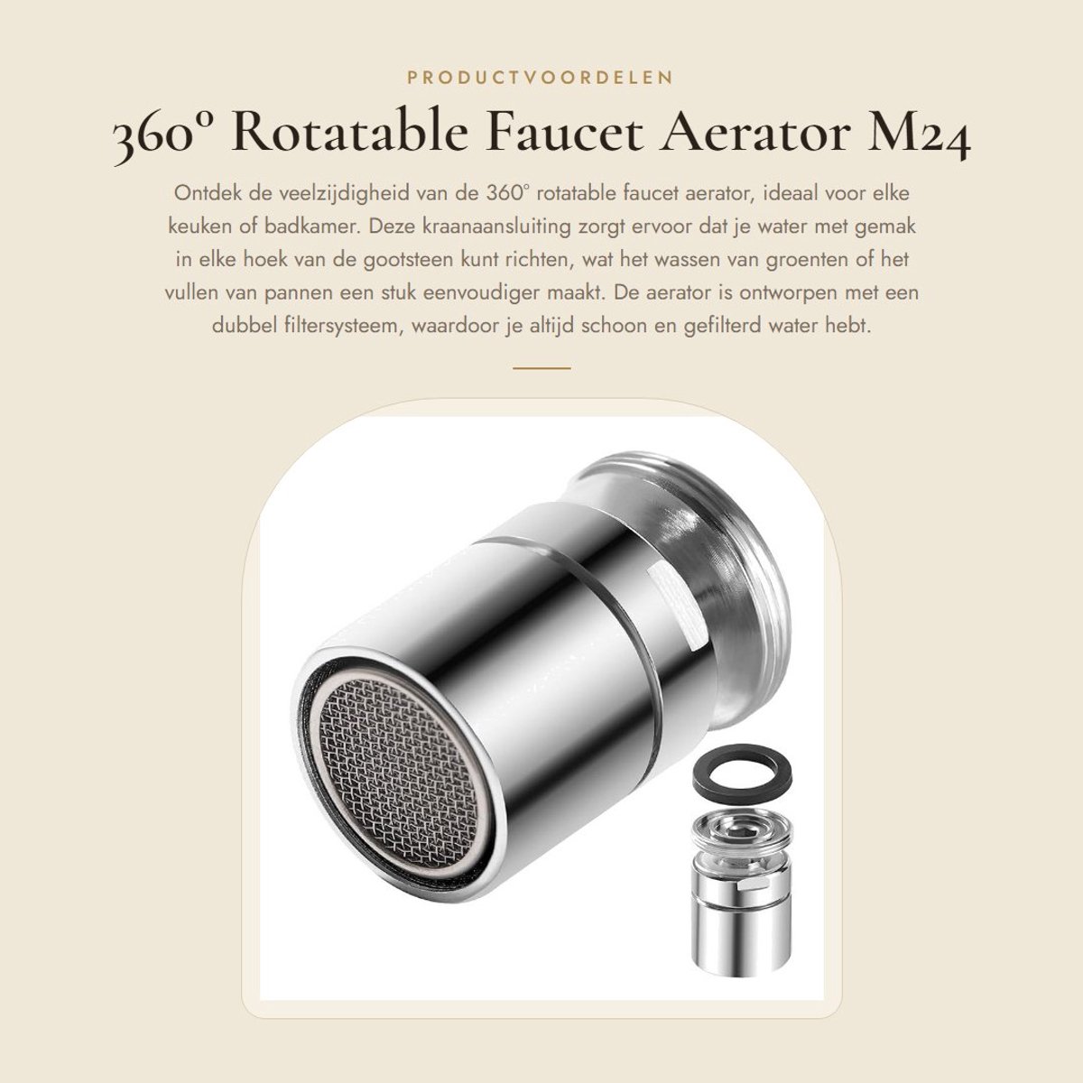 Dailygoods- Kraanaansluiting 360° draaibaar - Kraanstuk - Aerator - Roestvrij staal - ABS