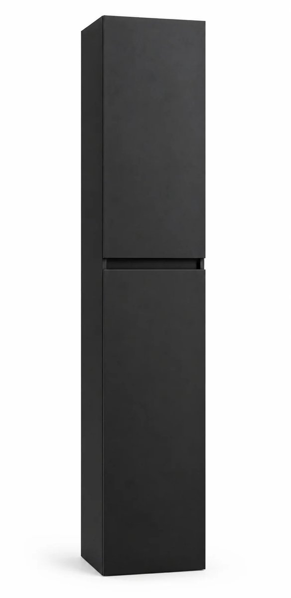 Zimmer Badkamer Kolomkast Mat Zwart 135 x 35 x 35 cm | Multiplex | Wandhangende Opbergkast | 4 Opbergvakken | Modern Badkamermeubel