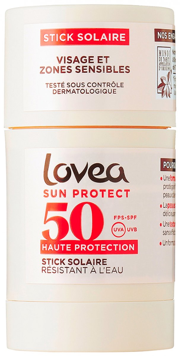 Lovea Stick Solaire Visage & Zones Sensibles Monoï de Tahiti Hoge Bescherming SPF50 40 g