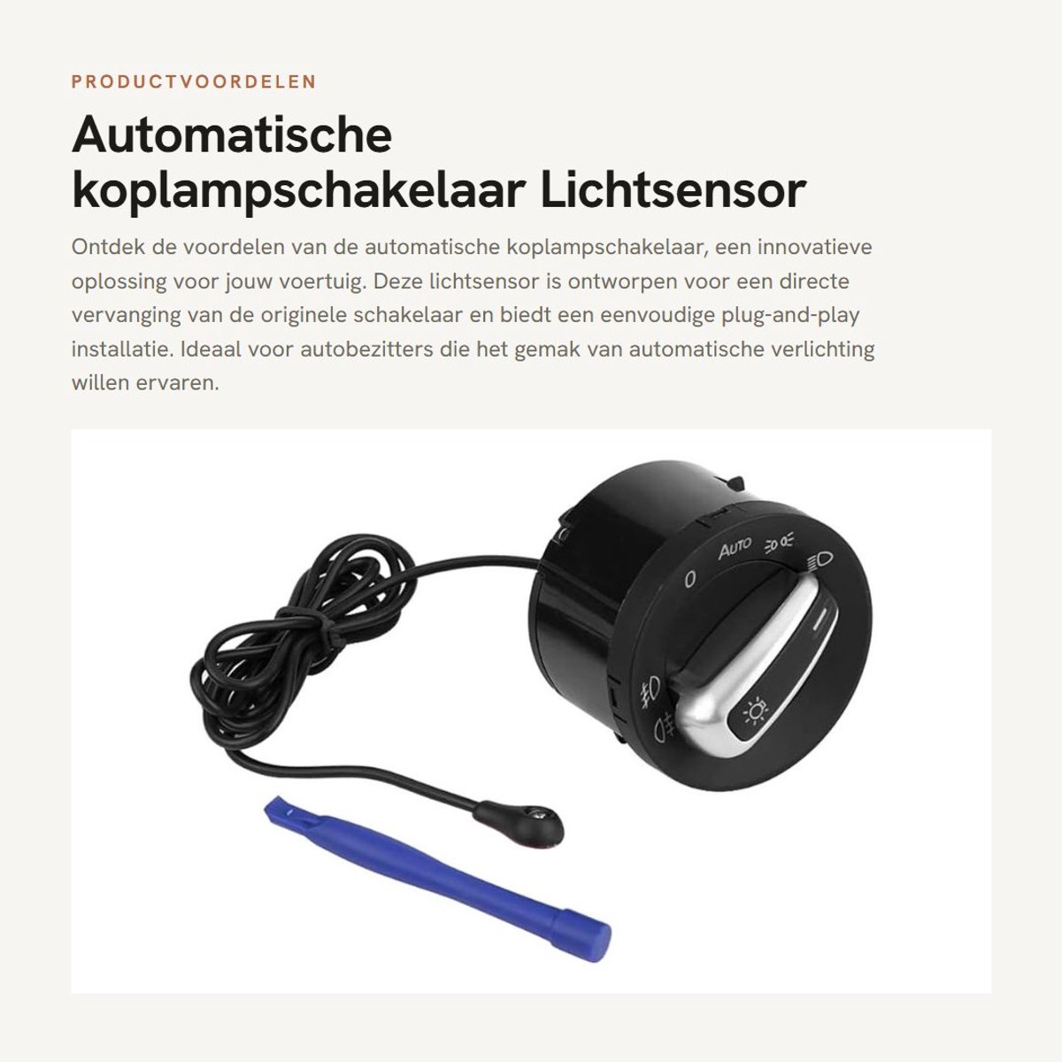 Dailygoods - Automatische koplampschakelaar - Lichtsensor - Plug en play - 6 x 6 x 6 cm - Sensor module - Geschikt voor MK5 MK6 - Kleur zwart