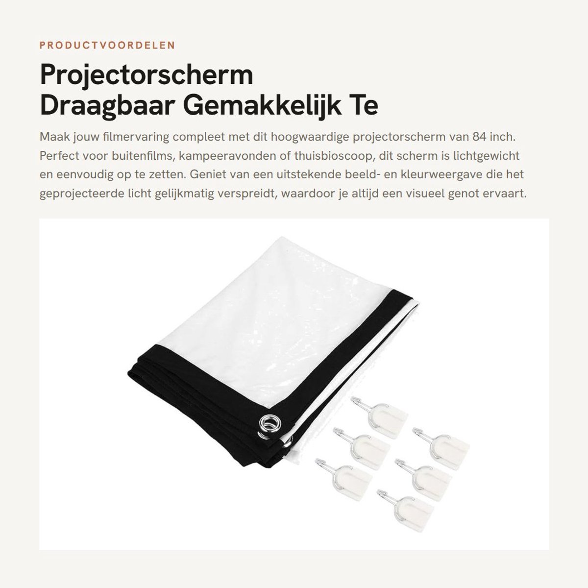 Dailygoods - Projectorscherm - Draagbaar - Gemakkelijk Te Installeren - 84 Inch - HD-projectiescherm - Voor Thuisbioscoop - Buitenfilms