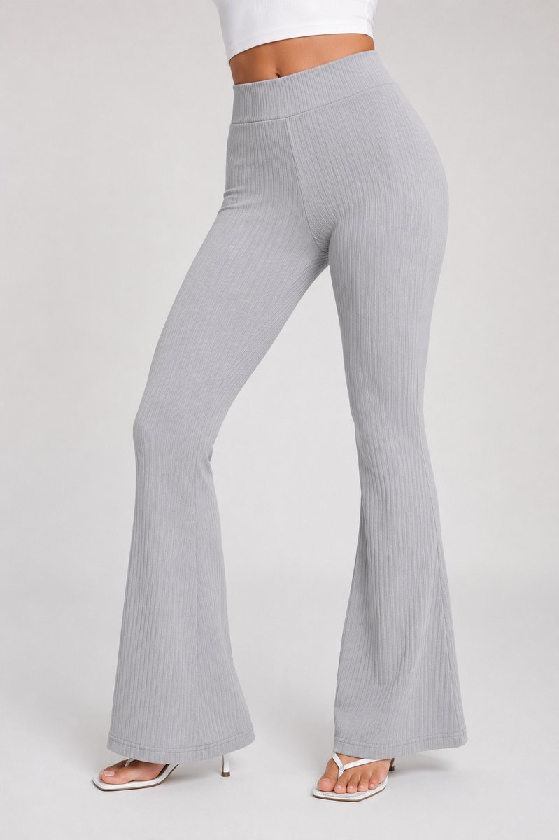 SparkNine Breezeflare dames legging - stijlvolle flare broek - L - grijs - lichtgewicht & ademend - hoge taille - flatterende pasvorm