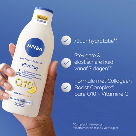 NIVEA Lait Corps / Body Lotion Firming met Q10: 72u hydratatie, stevigere en elastischere huid vanaf 7 dagen.
