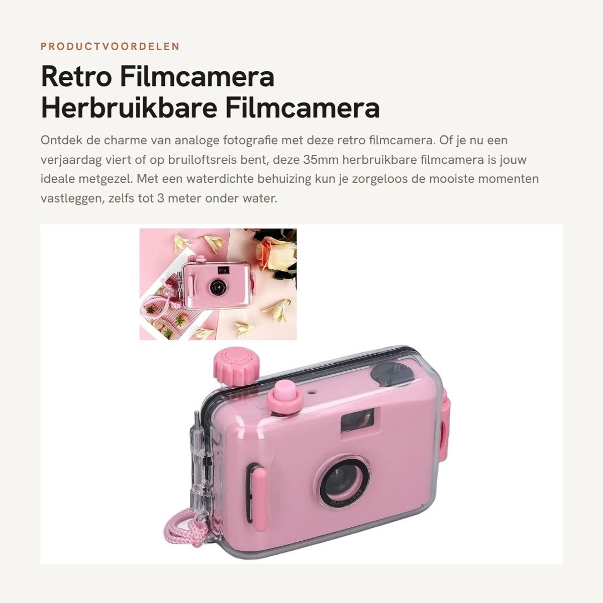 Dailygoods- Filmcamera Herbruikbaar - 35mm Filmcamera - Waterdichte Behuizing - Fotocamera voor Onderwater - Vintage Camera - Sluitertijd 1/100 Seconde - Wegwerpcamera