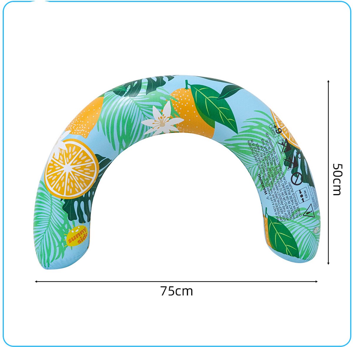 Nieuwe U-vormige opblaasbare zwemband met fruitprint, opblaasbare zwemband voor onder de armen, opblaasbare zwemstok/zwemstick voor volwassenen (blauw)