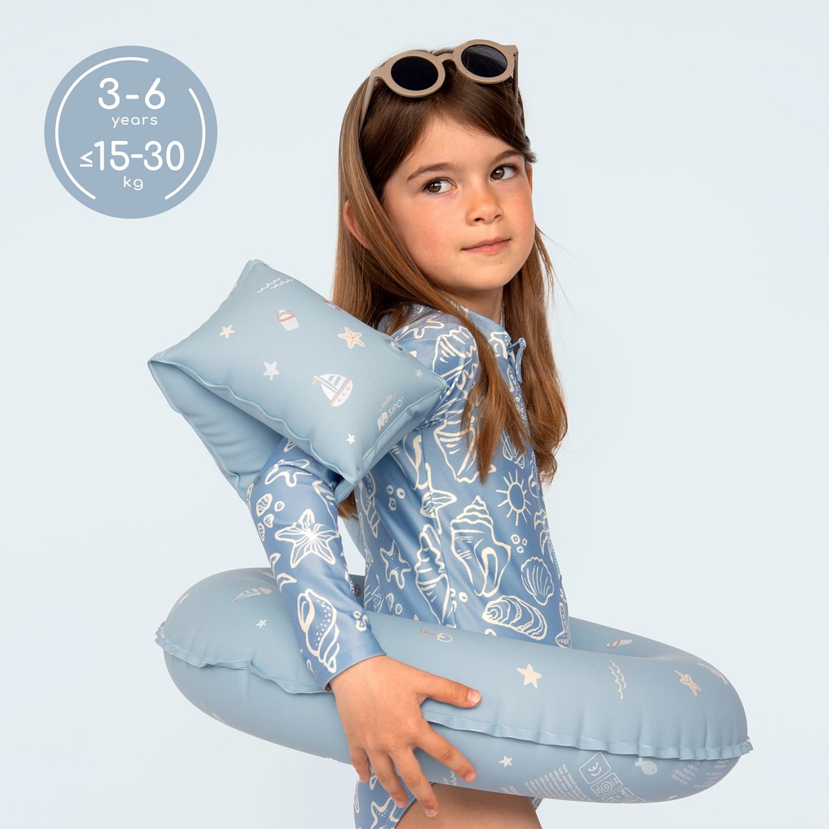 Sipo - Zwemaccessoiresset - Zwembandjes & Zwemband - voor Kinderen 3-6 Jaar - Opblaasbare Zwemvleugels - Zwemring Kind - Zwemhulpmiddel - Geschikt voor 15-30 kg - Zwemaccessoires voor Peuters - PVC - Blauw – foto 2