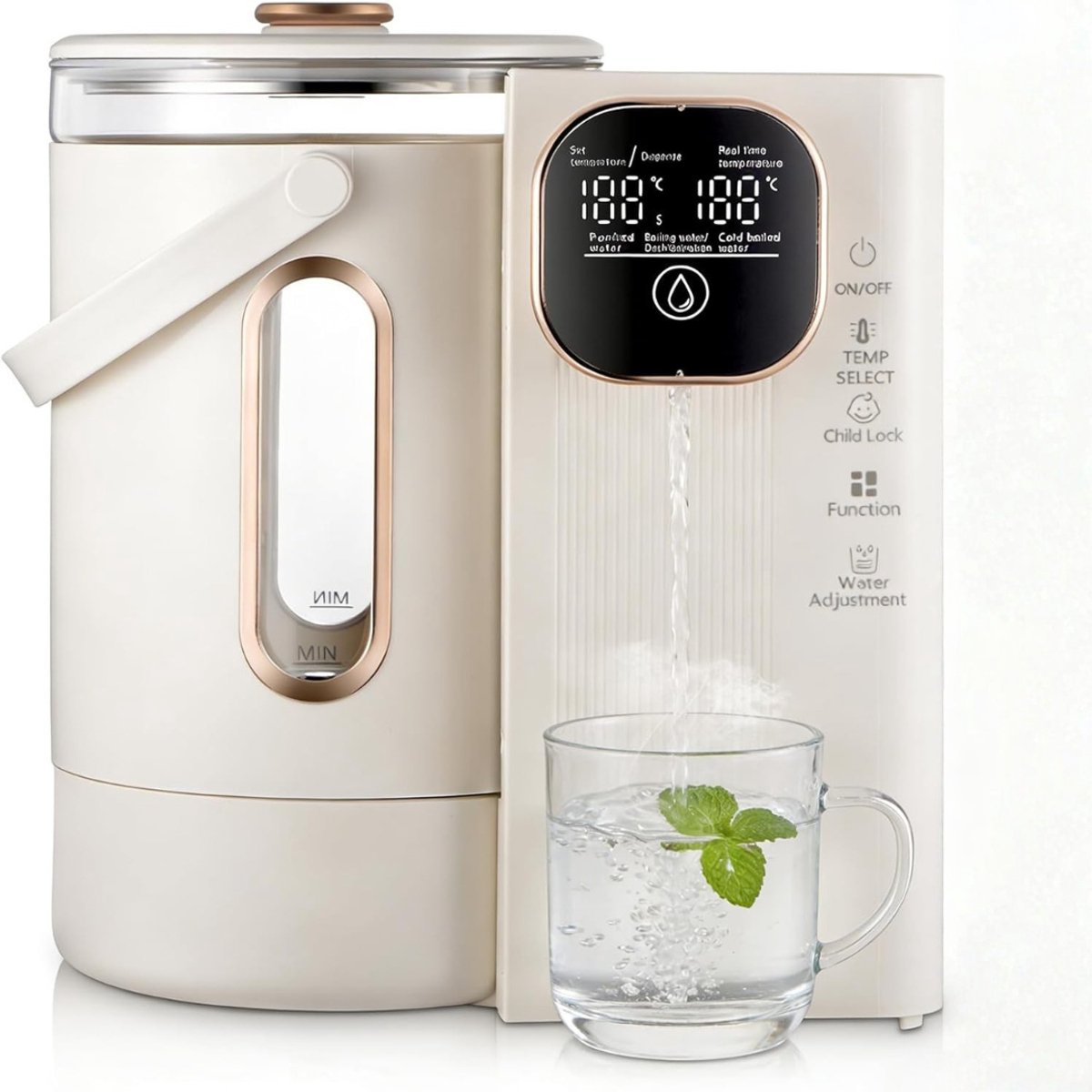 QORA® Heetwaterdispenser - Waterdispenser - Beige - 24cm x 15cm x 27cm