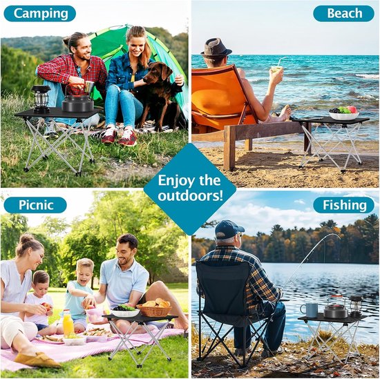 Opvouwbare Campingtafel Aluminium - Lichtgewicht Klaptafel voor Camping, Picknick & BBQ - Draagbare Outdoor Tafel - Compacte Kampeertafel met Draagtas - Waterbestendig - Strandtafel, Vistafel & Balkontafel — afbeelding 4