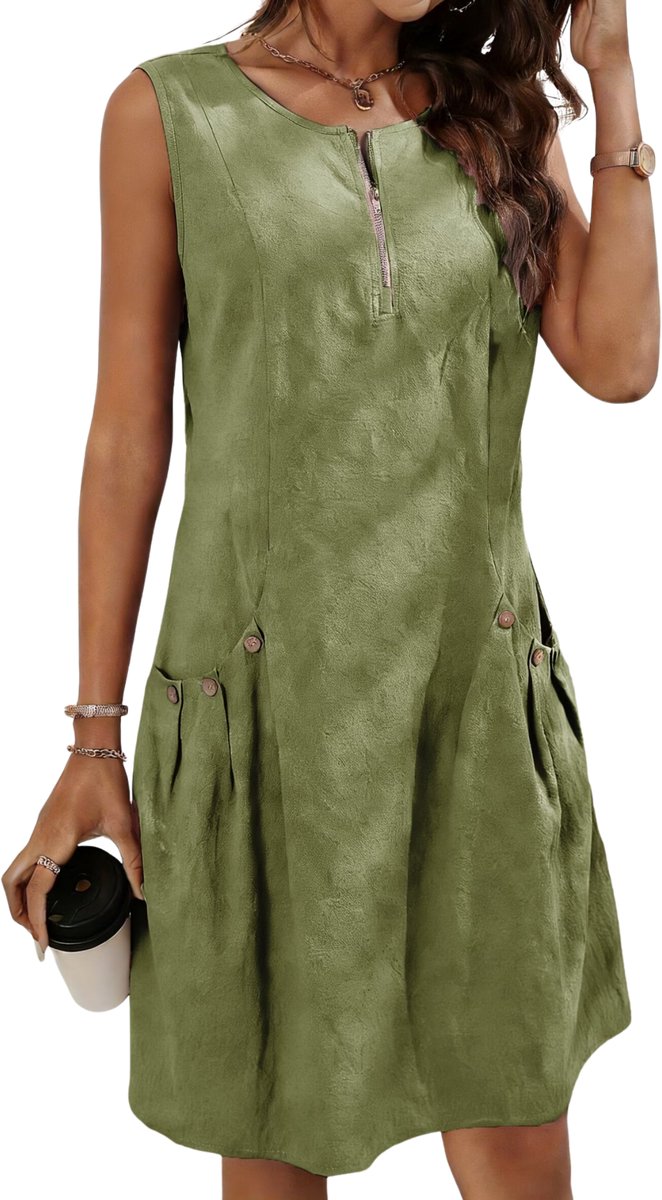 Currero Zomerjurk Dames Zomerjurken Volwassenen Vrouwen Midi Jurk Ibiza Stijl Sundress Dress Geelgroen