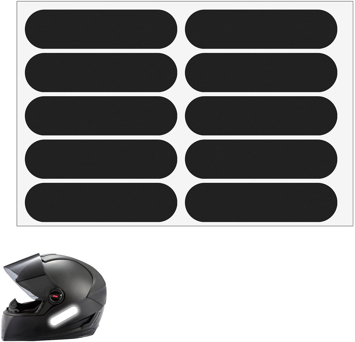 Dailygoods - 10 Stuks Reflecterende Stickers voor Motorhelm - Zwart