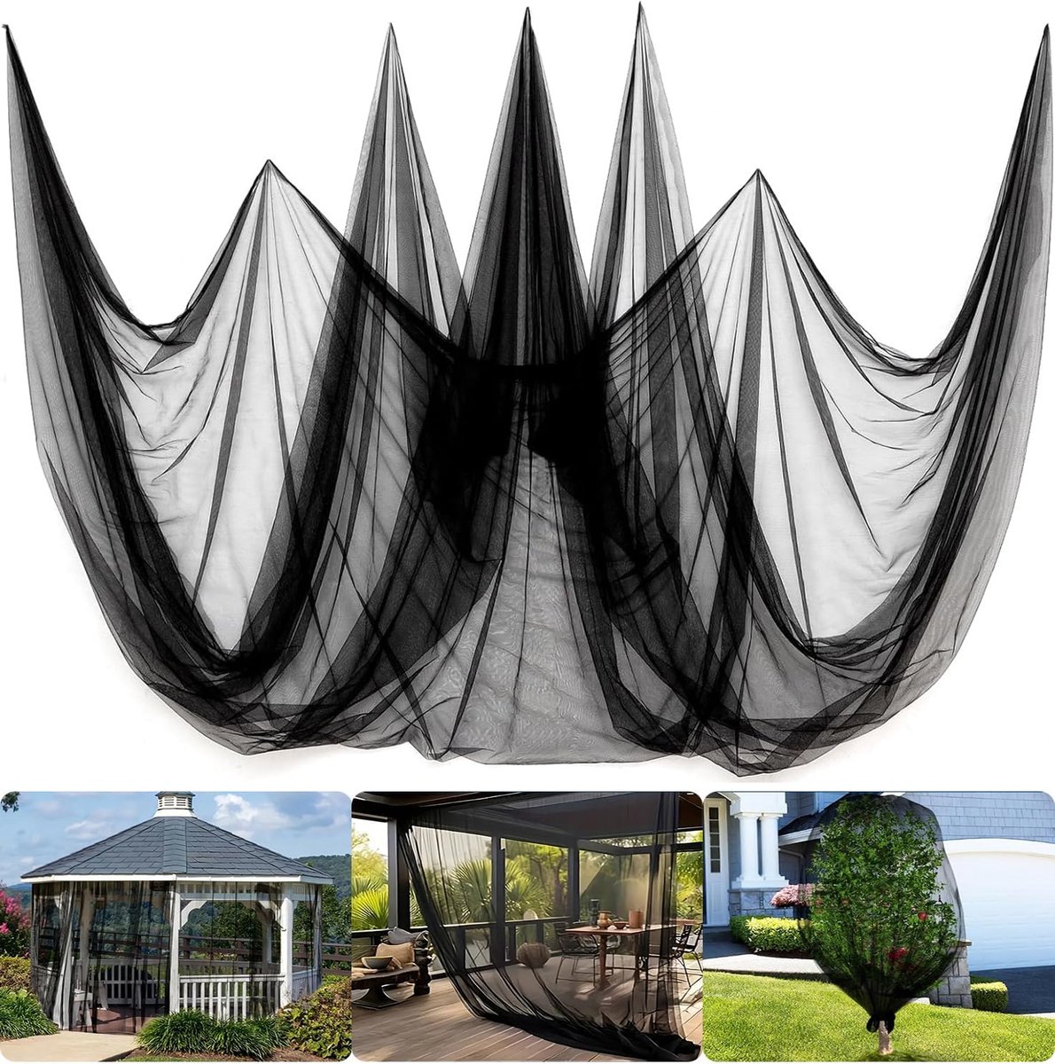 Famanu – Muskietennet voor terras en tuin, ademend insecten- en vogelnet voor planten, bomen en buitententen, zwart, 6 x 3 m