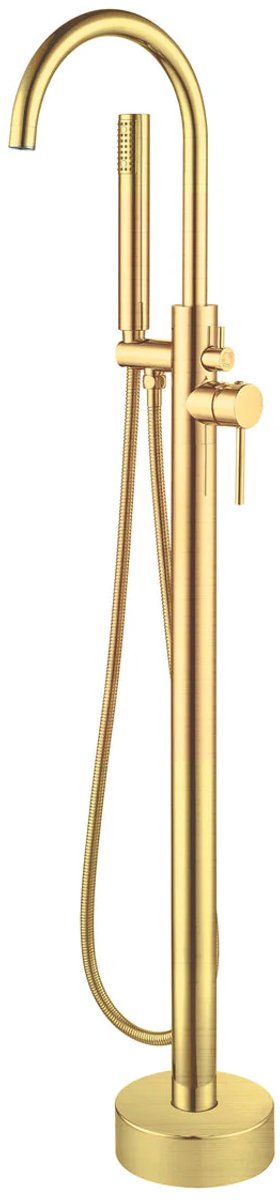 Zimmer vrijstaande thermostatische badkraan geborsteld goud – luxe vloergemonteerde badmengkraan met handdouche – exclusief design voor vrijstaand bad