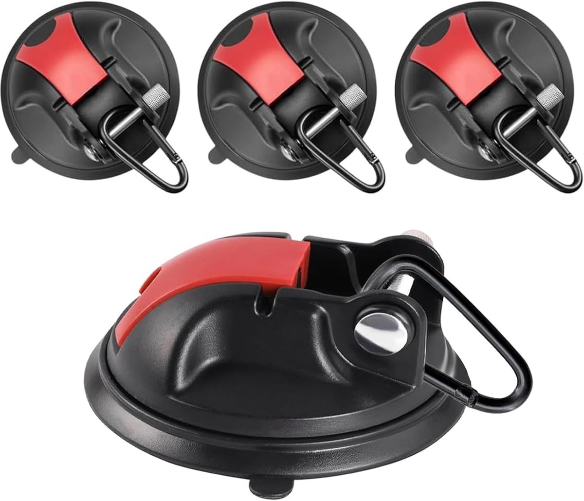 SnelShoppen - 4 stuks zeer sterke zuignaphaken met extra grip, rubberen zuignappen voor glas, tegels, metaal - Perfect voor camping, keuken, tuin en f