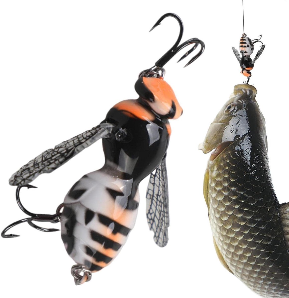 Kunstaas Wesp - Vliegvisaas Vliegvis - Vissen op Baars - Natuurlijke Wespenimitatie - 8.5 cm - Oranje