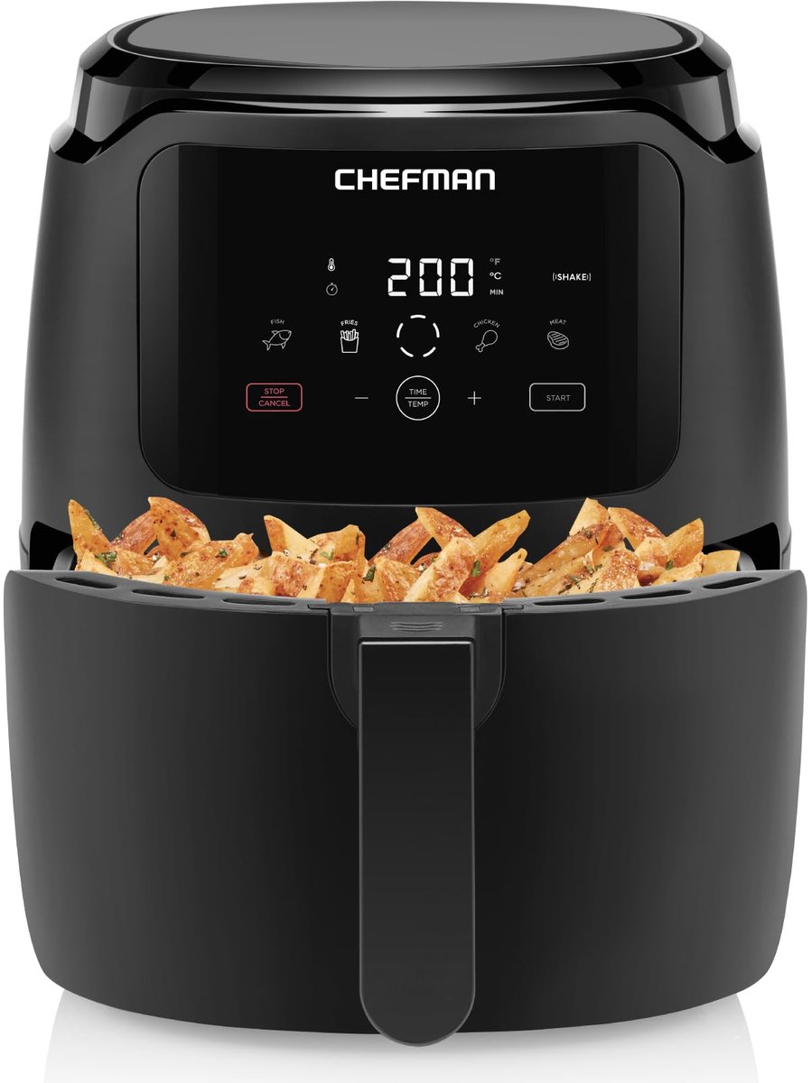 SnelShoppen - Digitale Airfryer met One-Touch Control, 4 Kookvoorsets, Instelbare Tijd en Temperatuur, Frituren met 98% Vrije Olie, Led-Shake-Herinner