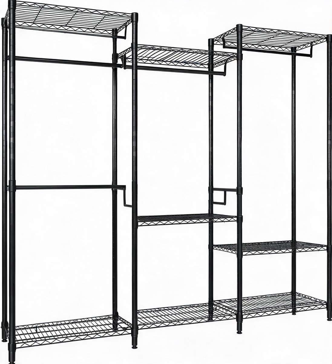 Danky Verstelbaar kledingrekken - 180x40x194 cm - 650KG - Breed model met 5 hangstangen voor winkelpresentatie