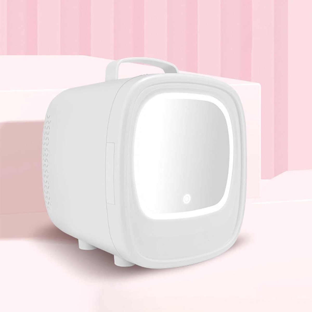 Make-up Koelkast - Kleine Koelkast Compact - Huidverzorging Koelen - Met LED Spiegel - 6L - Wit