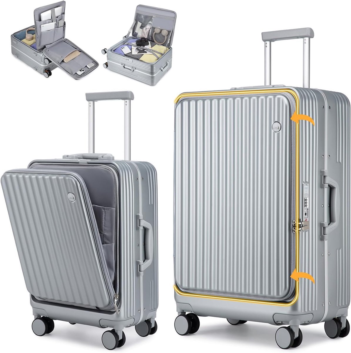SnelShoppen - Kofferset Reiskoffer met USB-oplaadpoort, Lichtgewicht Hardschalige Trolley met Spinner Wielen, Duurzaam en Veilig met TSA Slot voor Cab