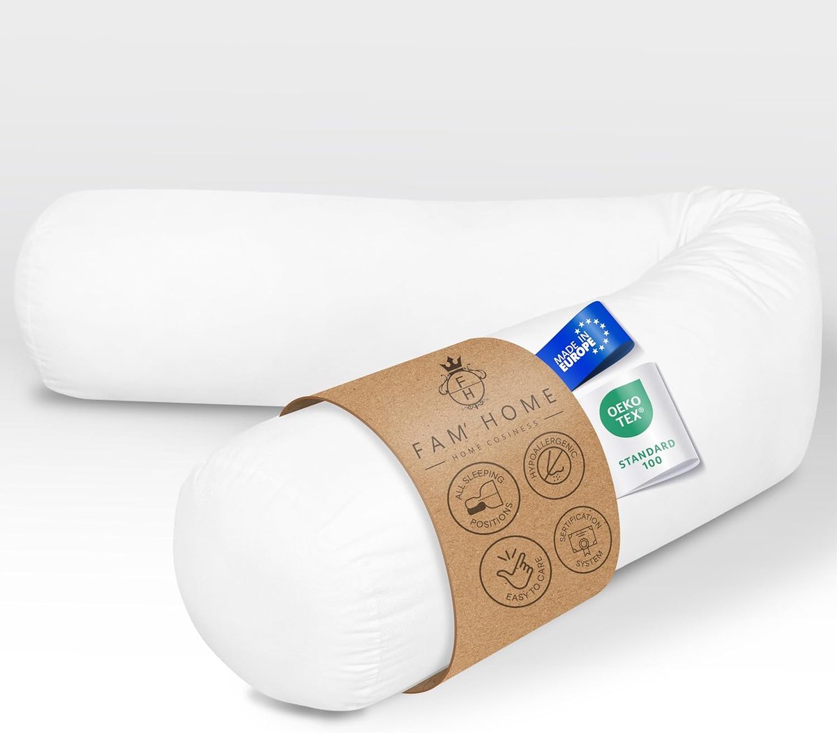 SnelShoppen - Nekrol Kussen 180 cm - Orthopedisch Microvezel Kussen - Hypoallergeen en Wasbaar - Zacht en Ondersteunend voor Alle Slaapposities - Hote