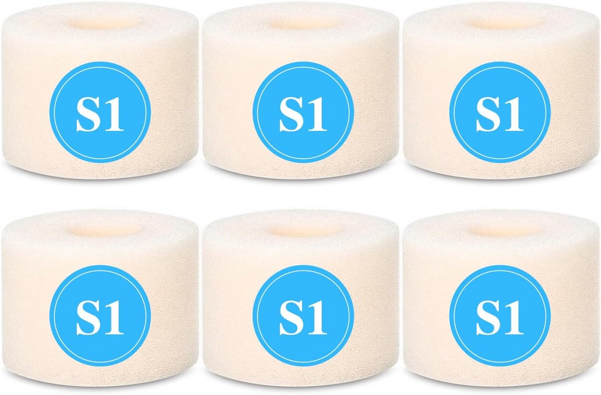 SnelShoppen - Pack van 6 Filter Spons Type S1 Herbruikbare en Wasbare Zwembad Filter Spons voor Zwembaden, SPA's en Aquariums - Effectieve Filtratie