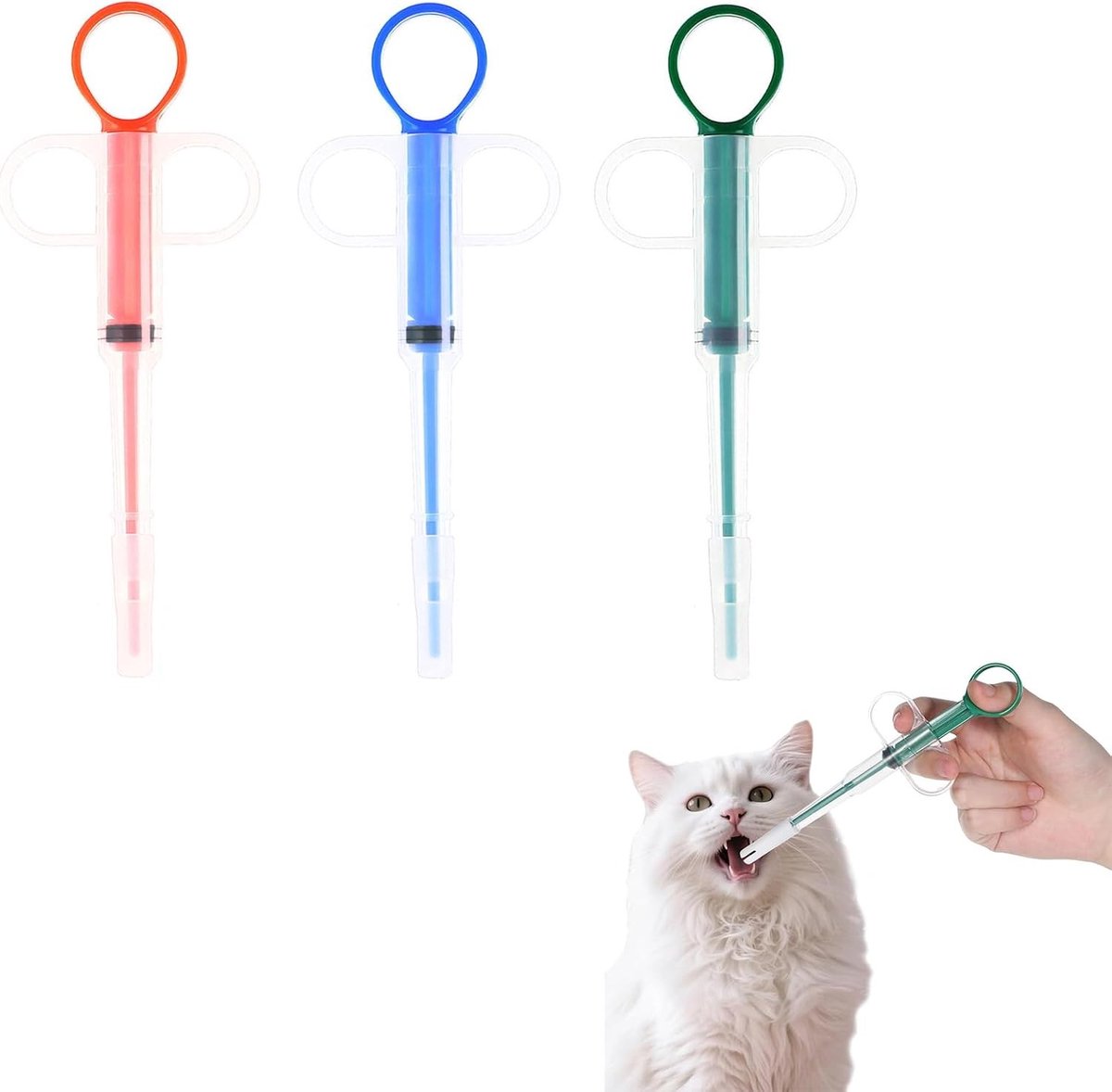 Set van 3 spuiten voor huisdieren, pillendispenser voor honden en katten, veilig en herbruikbaar voor medicatie en vloeistoffen