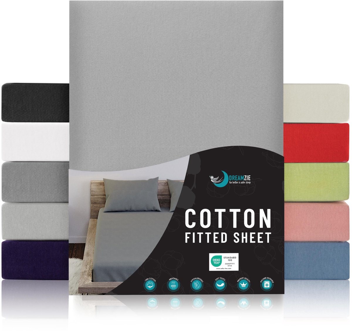 Omgoods - Jersey Katoenen Fitted Sheet Grijs - Voor Matras 140x200x22 cm