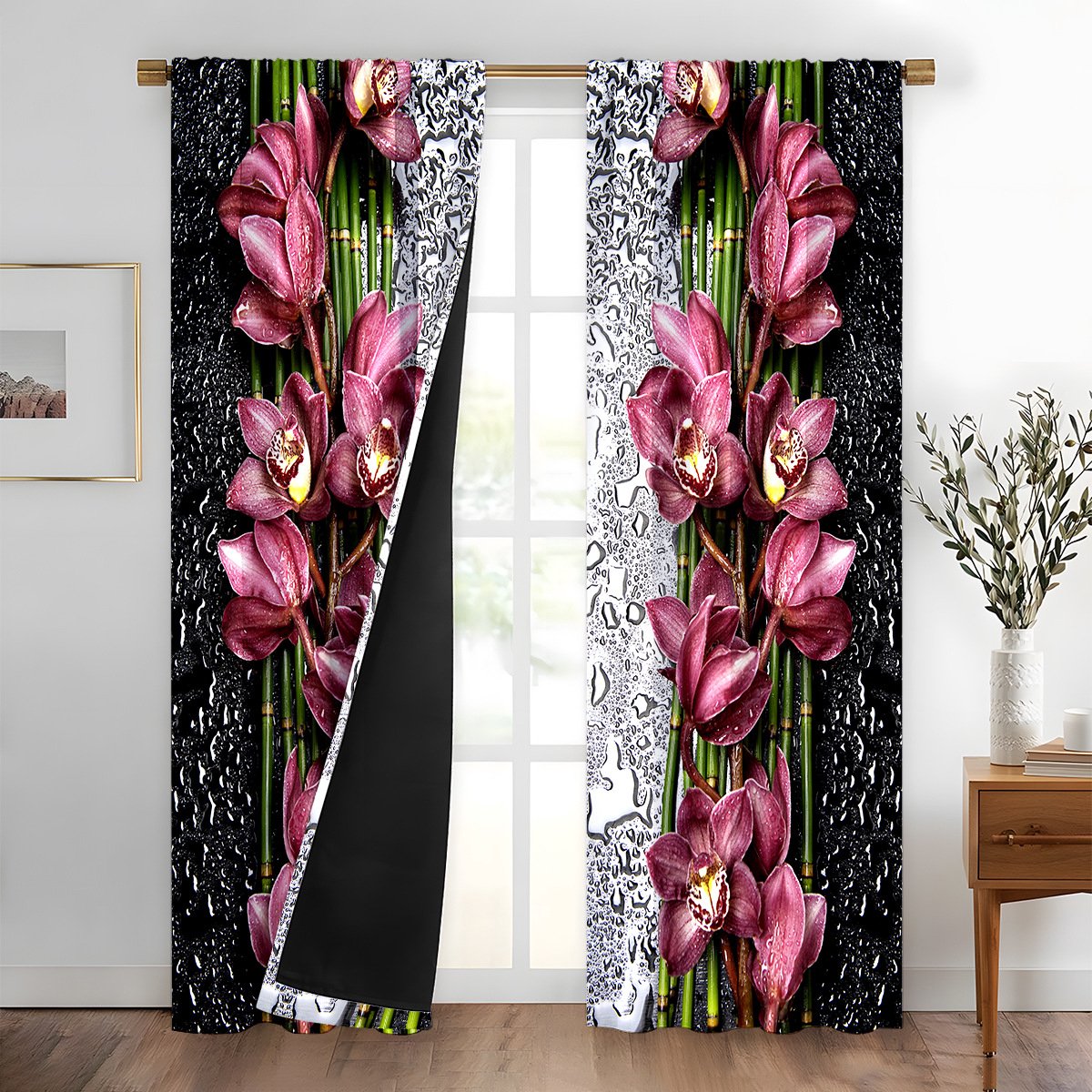 Verduisteringsgordijn - 2 Panelen - 75x166cm - Bloemenpatroon - Thermisch Geïsoleerd - voor Woonkamer en Slaapkamer