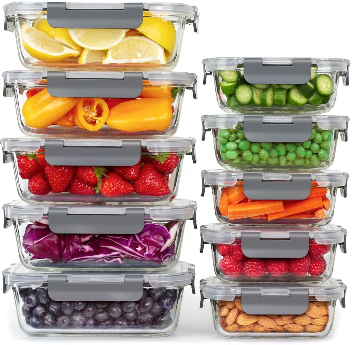 Omgoods - Set van 10 Airtight Glasopslagcontainers met Deksel