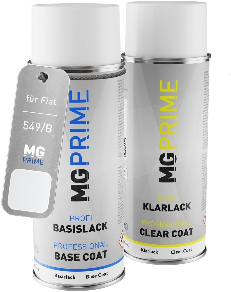 Omgoods - Car Paint Spray Can Set voor Fiat 549/B/549 Bianco/Ducato Weiss - 400 ml