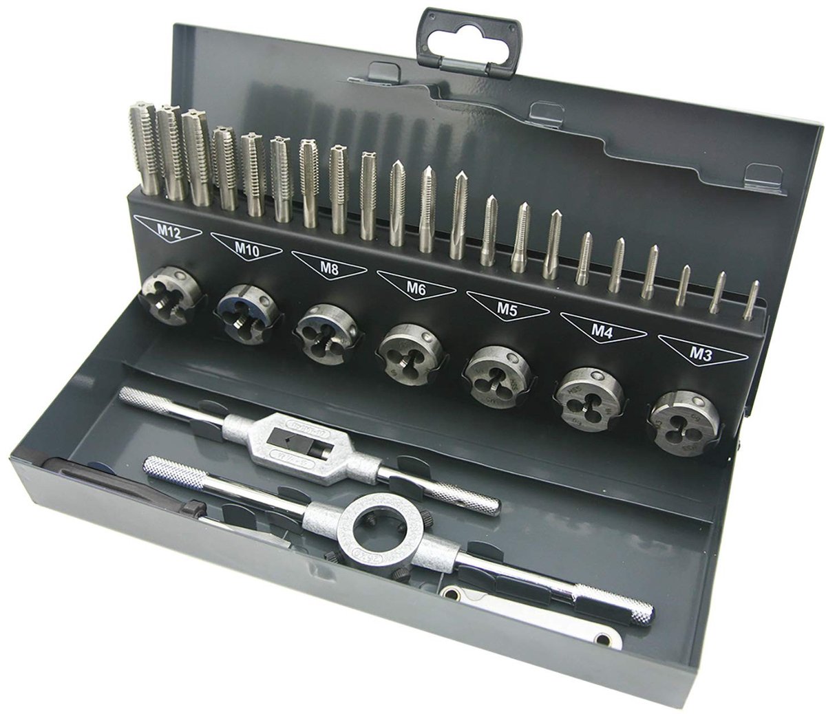 Omgoods - 32-delige Tappen en Draadset met Metalen Koffer M3-M12