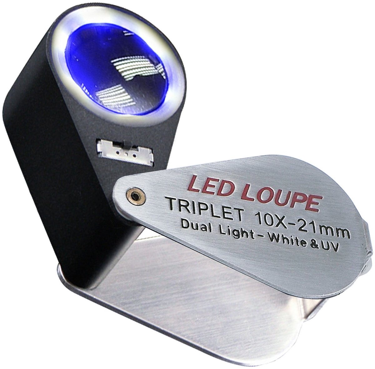 Omgoods - Mini Vouwbare Vergrootglas met LED en UV Licht - 10x Vergroting voor Juwelen en Antiek