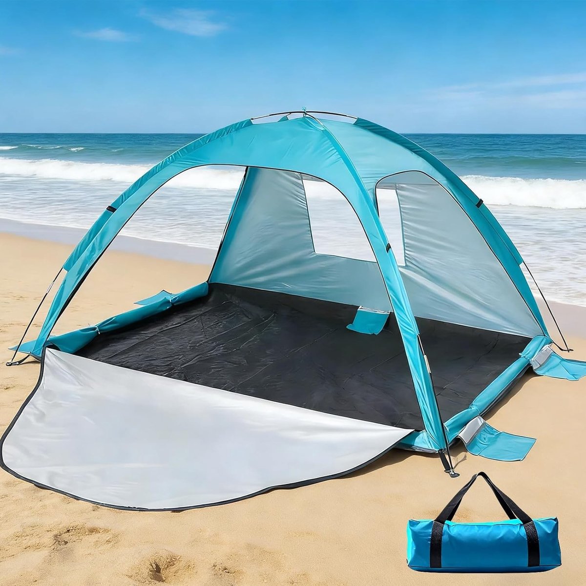 Strandtent - Polyester - UV-bescherming 50+ - Draagbaar en lichtgewicht - Voor 3-4 Personen