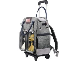 Dieren Trolley & Rugzak - Reismand Kat Hond - Dieren Vervoeren - Dubbele Deur Ontwerp - Tot 6kg - Grijs