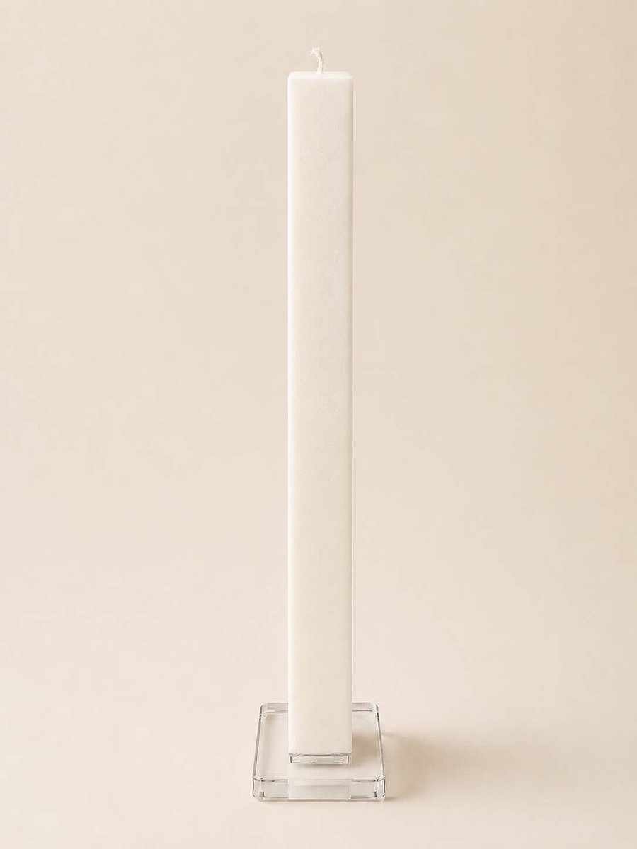 Dinerkaars wit 45 cm hoog (brandtijd 50 uur), van 100% eco-stearine inclusief kaarsenhouder
