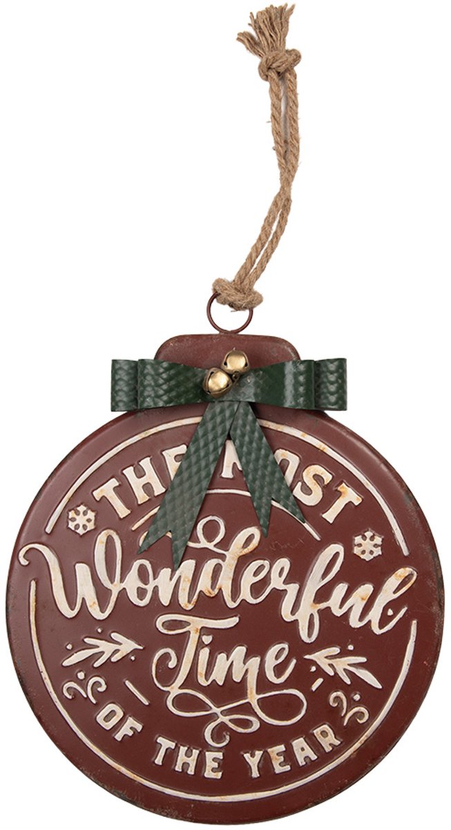 Clayre & Eef Kerstdecoratie Beeld 30x4x37 cm Rood Metaal