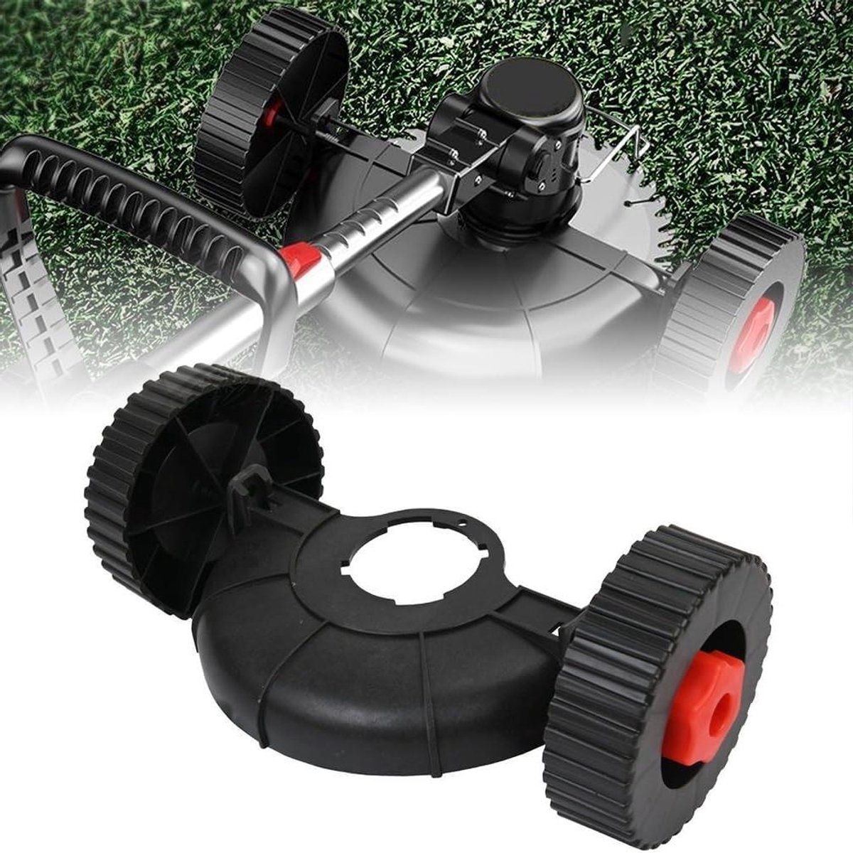 Gras trimmer wielen - Hulpwielen grasmaaier - Onkruid wieden - Verstelbare hoek - 12 cm - Zwart