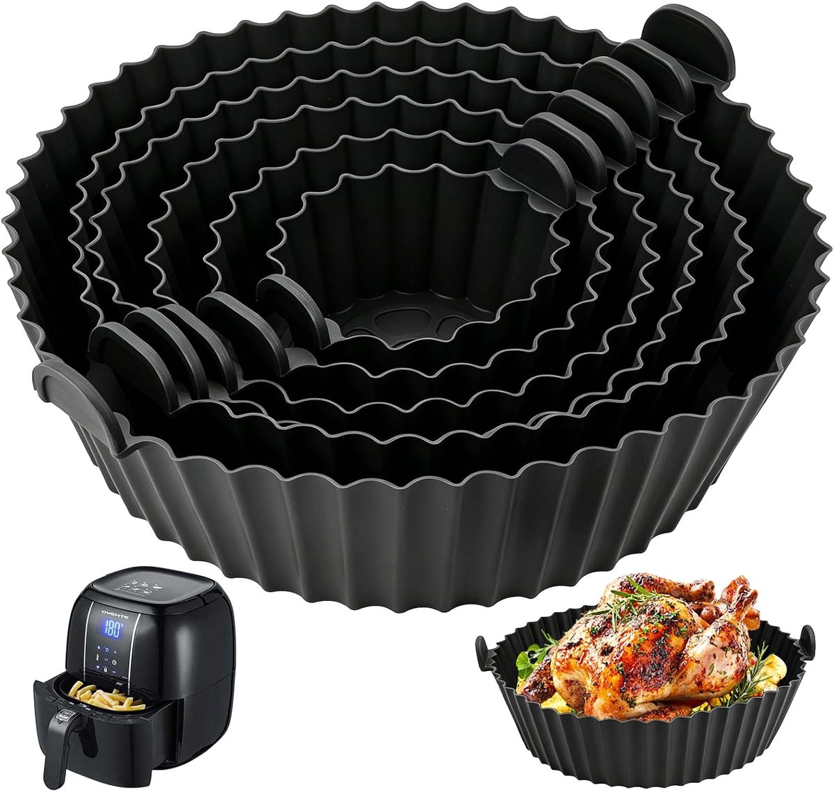 Siliconen vorm voor airfryer 6 stuks - duurzame silicone - hittebestendig - eenvoudig schoon te maken - SnelShoppen