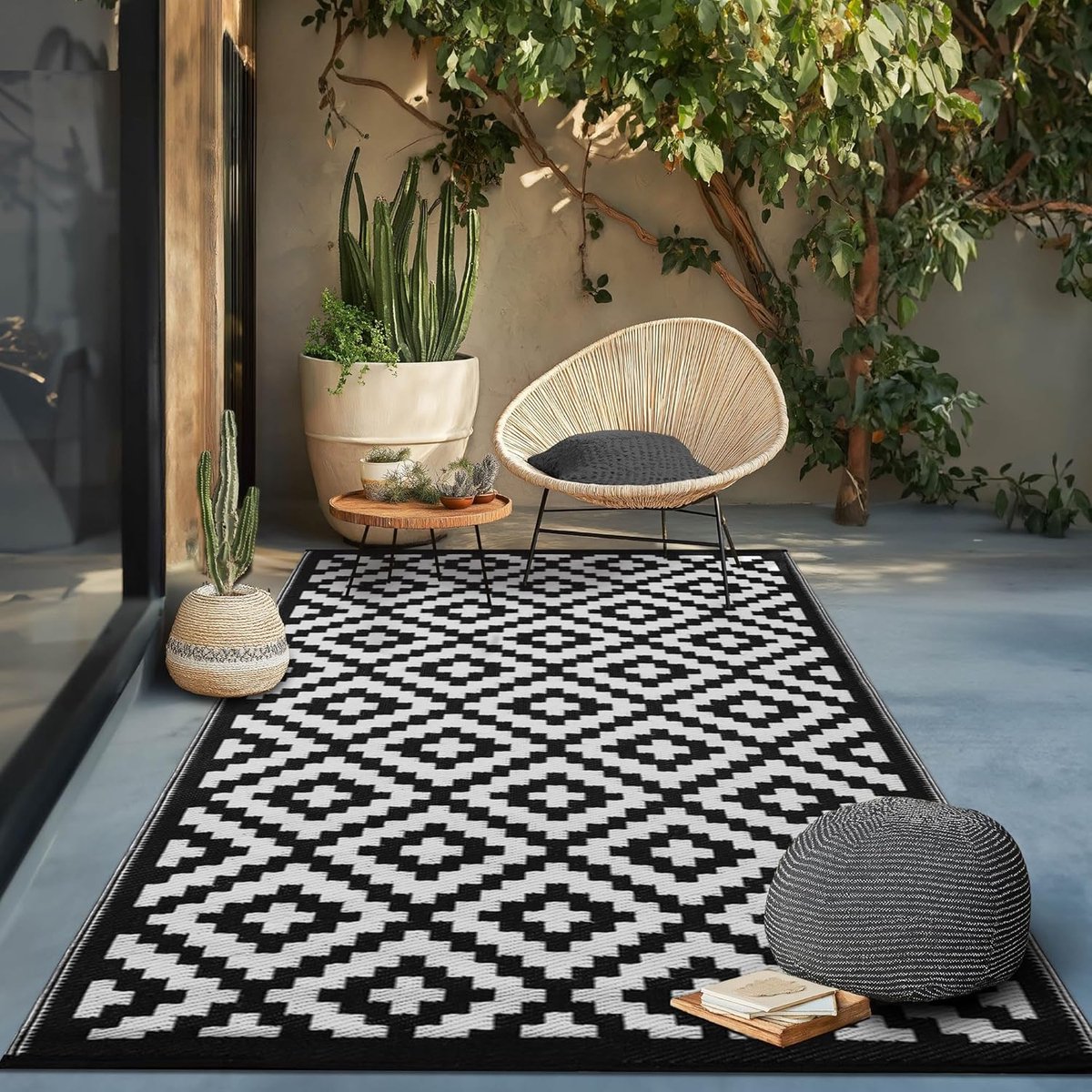 SnelShoppen - Reversible Gerecycled Buiten/ Binnen Plastic Tapijt | Perfect voor Tuin, Patio, Picknick | Schimmel, UV, Vlek- en Waterbestendig | Nirva
