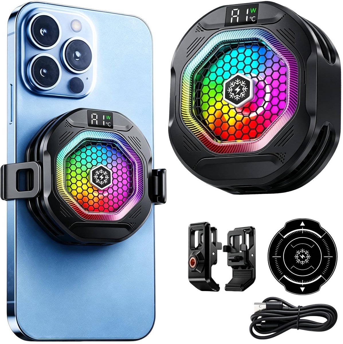 SnelShoppen - Magnetische Mobiele Telefoonkoeler - Halfgeleider Gaming Koelventilator - Efficiënte Koeling - Compact - Voor Mobiele Gaming - Universee