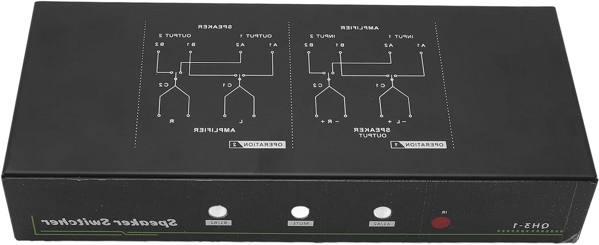 Speaker Switcher Box - Amp Selector - Geluid Wisselen - Onafhankelijke Signalisolatie - 37 x 21 x 7 cm - Zwart
