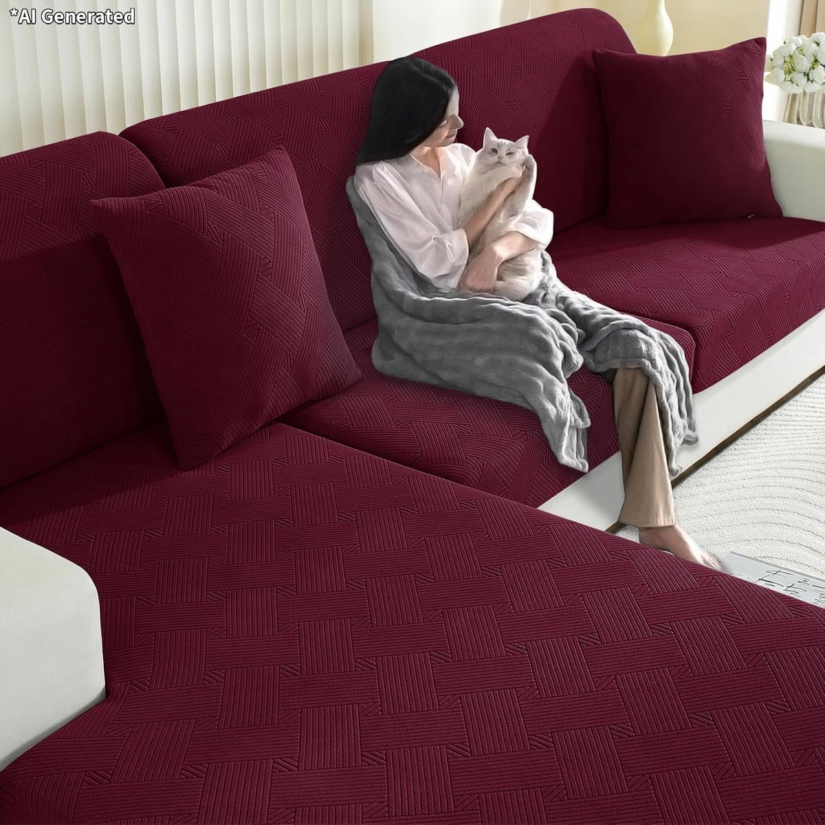 Hoogwaardige Universele Sofa Kussenhoezen met Hoge Elasticiteit, Antislip en Stretch voor Eenpersoons Kussens - Khaki 76x76 cm