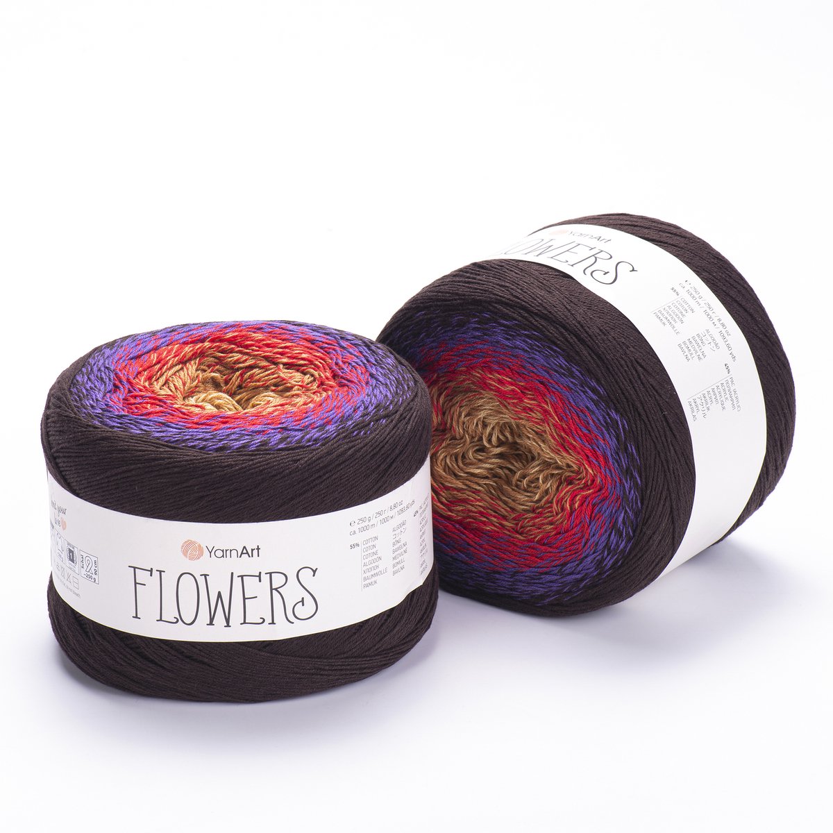 YarnArt Flowers Verloopgaren - 55% Katoen 45% Acryl - voor Haken en Breien - 250g / 1000m - Kleur 265