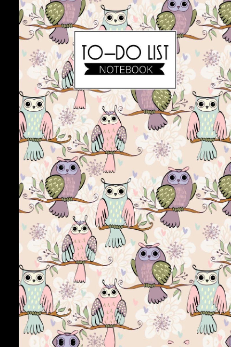 SnelShoppen - To-Do Lijst Notitieboekje, Uil Design, Planner Checklist, Minimalistische Dagelijkse Takenlijst, 120 Pagina's, Formaat 6" x 9", Organise