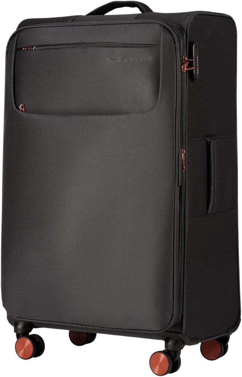 SnelShoppen - Grote zachte koffer Tern 28 inch grijs met codeslot, 79x47x28.5 cm, ruime reisbagage, duurzaam polyester, 110 liter, ideaal voor vakanti